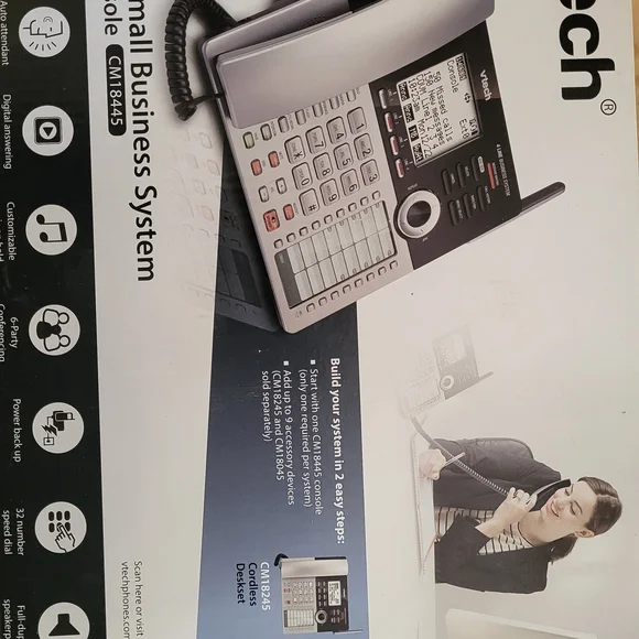 VTech 4-Line Business Phone System - Black and Silver